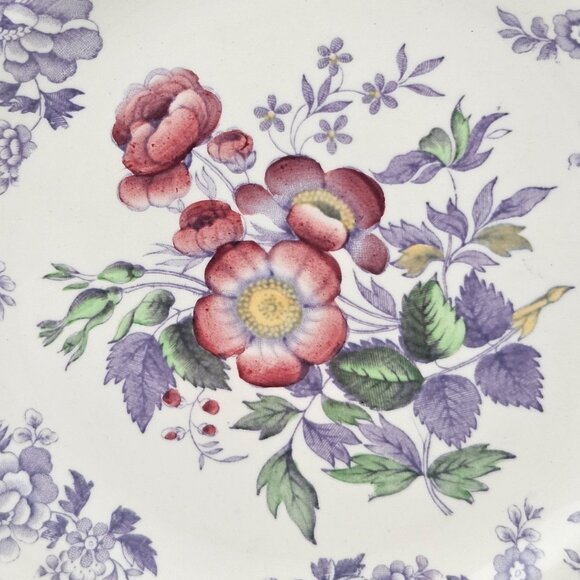 Copeland Spode Mayflower 2 Salad Plates Floral Lavender Border Vintage England - Picture 4 of 11